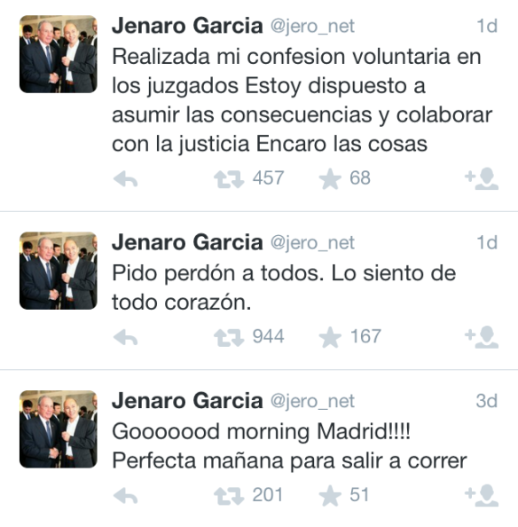 Tuits de Jenaro García, CEO de Gowex 
